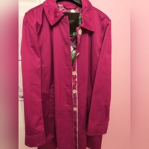 Women's walking coach coat berry pink floral